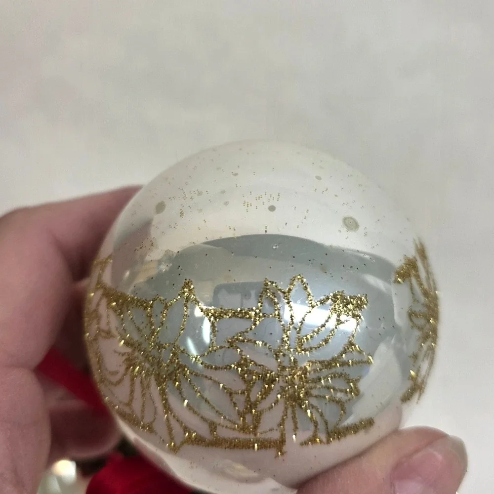 Vtg Rauch Christmas Ornaments Lot of 8 White Gold Glitter Pinecone Victoria, GUC